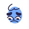 Sad face expression of cute circle head avatar. Unhappy emotion of sorrow, grief, frustration. Disappointed upset
