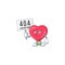 Sad face of heart medical notification cartoon character raised up 404 boards