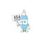 Sad face of spray hand sanitizer cartoon character raised up 404 boards