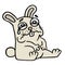 Sad gray rabbit is cries. Vector illustration.