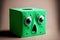 sad green tissue box with eyes poked out