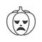 Sad Halloween Pumpkin Outline Flat Icon