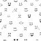 Sad, happy , smiley, eyes heart, crying face repeated black and white pattern