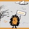 Sad hedgehog autumn, vector illustration