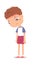 Sad kid losing at sport competition or game. Lonely boy standing with distraught face. School student portrait vector