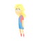 Sad Little Blond Girl Feeling Blue, Part Of Depressed Female Cartoon Characters Series