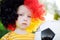 Sad little german child crying over her national football team\'s loss