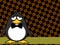 Sad little hipster penguin baby cartoon expression background