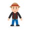 Sad Male Farmer Cartoon Character