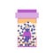 A sad man trapped inside a pill bottle vector concept