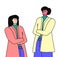 Sad man and woman do not understand each other. Sad married couple does not talk. Vector character.Cartoon illustration