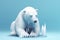 Sad melting Polar bear. Global warming concept. Generative AI