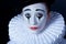 Sad mime Pierrot, closeup portrait