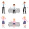 Sad, miserable, surprised, amazed, angry, shouting man, woman vector. Standing, talking, sitting boy, girl cartoon character