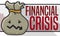 Sad Money Bag with Down Arrow due Financial Crisis, Vector Illustration