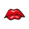 Sad mouth. Sorrowful red lips on white background. Tragic emotions