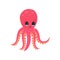 Sad octopus character with tears in his eyes. Invertebrate sea animal concept. Cartoon mollusk with six tentacles. Flat