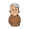 Sad old man. Unhappy grandfather. Flat vector illustration. Isolated on white background.