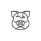 Sad piggy face emoji line icon