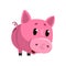 Sad pink cartoon baby piglet, cute funny little piggy character vector Illustration on a white background