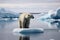 A sad polar bear on a small ice floe created with generative AI technology