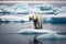 A sad polar bear on a small ice floe created with generative AI technology