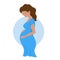 Sad pregnant woman or unhappy teen girl with unwanted baby, depressed future mother who tired or sick, social problem of