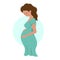 Sad pregnant woman or unhappy teen girl with unwanted baby, depressed future mother who tired or sick, social problem of