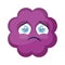 Sad purple cloud emoji face vector illustration on a