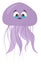 Sad purple jellyfish, illustration, vector