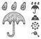 Sad Rain Umbrella Web Vector Mesh Illustration