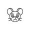 Sad rat emoticon line icon