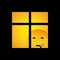 Sad Sick Emoticon Looks Through the Window - Home Quarantine - Vector Design Concept