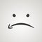 Sad smile by Amazon logo. E-commerce hater sign. Angry icon. Hater protest sign. Arrow logotype. Bad prime delivery. Vector