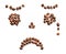 Sad smiley made of coffee beans on white