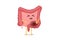 Sad suffering sick intestine pain cartoon character. Abdominal cavity digestive and excretion human internal unhealthy