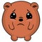 Sad taddy bear. Cartoon illustration of a bear looking sad. Cute chibi anime Bear
