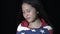 Sad Teen American Civilian Girl Grieving With Usa Flag