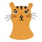 Sad Tigress. Sad face. Icon sad animal. Vector isolated illustration on transparent background. Vivid emotions of