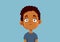 Sad Unhappy Boy of African Ethnicity Feeling Depressed Vector Illustration