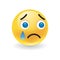 Sad upset little yellow round emoticon crying