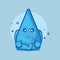 Sad water drop character mascot isolated cartoon in flat style design