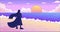 Sad woman on beach enjoying sunset lo fi chill wallpaper