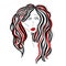 Sad woman with beautiful hair and red lips. Digital sketch grafic black and white style. Vector illustration.
