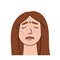 Sad woman cries with pain and grief. Sobbing girl flat character sheds tears, expresses the emotions of misfortune and despair .