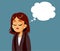 Sad Woman with Thinking Bubble Vector Cartoon Illustration