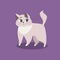 Sad, worried and cute violet kitten. Vector illustration.