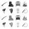 Saddle, Indian mohawk, whip, dream catcher.Wild west set collection icons in black,monochrome style vector symbol stock