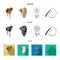 Saddle, Indian mohawk, whip, dream catcher.Wild west set collection icons in cartoon,black,flat style vector symbol