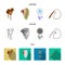 Saddle, Indian mohawk, whip, dream catcher.Wild west set collection icons in cartoon,outline,flat style vector symbol